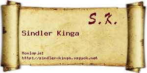 Sindler Kinga névjegykártya